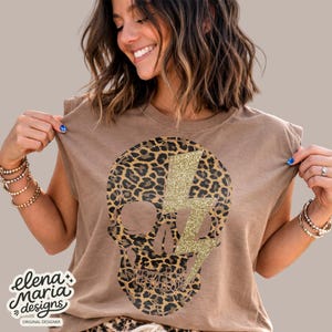 Leopard Skull Lightning Bolt Sublimation Design (PNG File)