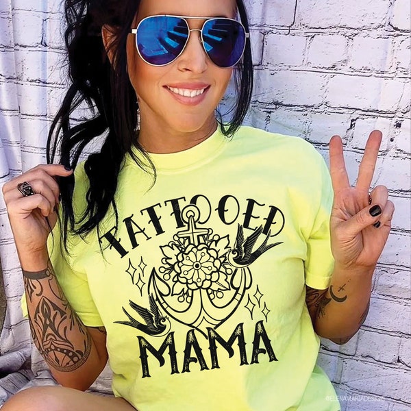 Tattooed Mama PNG File Sublimation | Bird Anchor Sublimation Design | Mama Digital Download | PNG