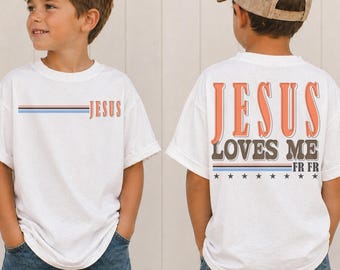 Jesus Kids Boy Shirt Jesus Loves Me Sublimation Design | Faith File PNG Clipart