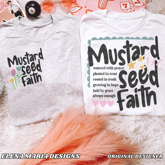 Mustard Seed Faith PNG Bundle | Christian Faith  | Cute Bible Verse Tee Design | Faith Based Graphic | Retro Christian Sublimation