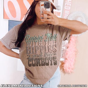 Fichier PNG de pays | Raisin' Hell with the hippies and the cowboys, sublimation boho western, clip art pour les artisans