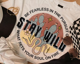 Stay Wild Sublimation PNG: Retro Floral Western Design (Digital Download)