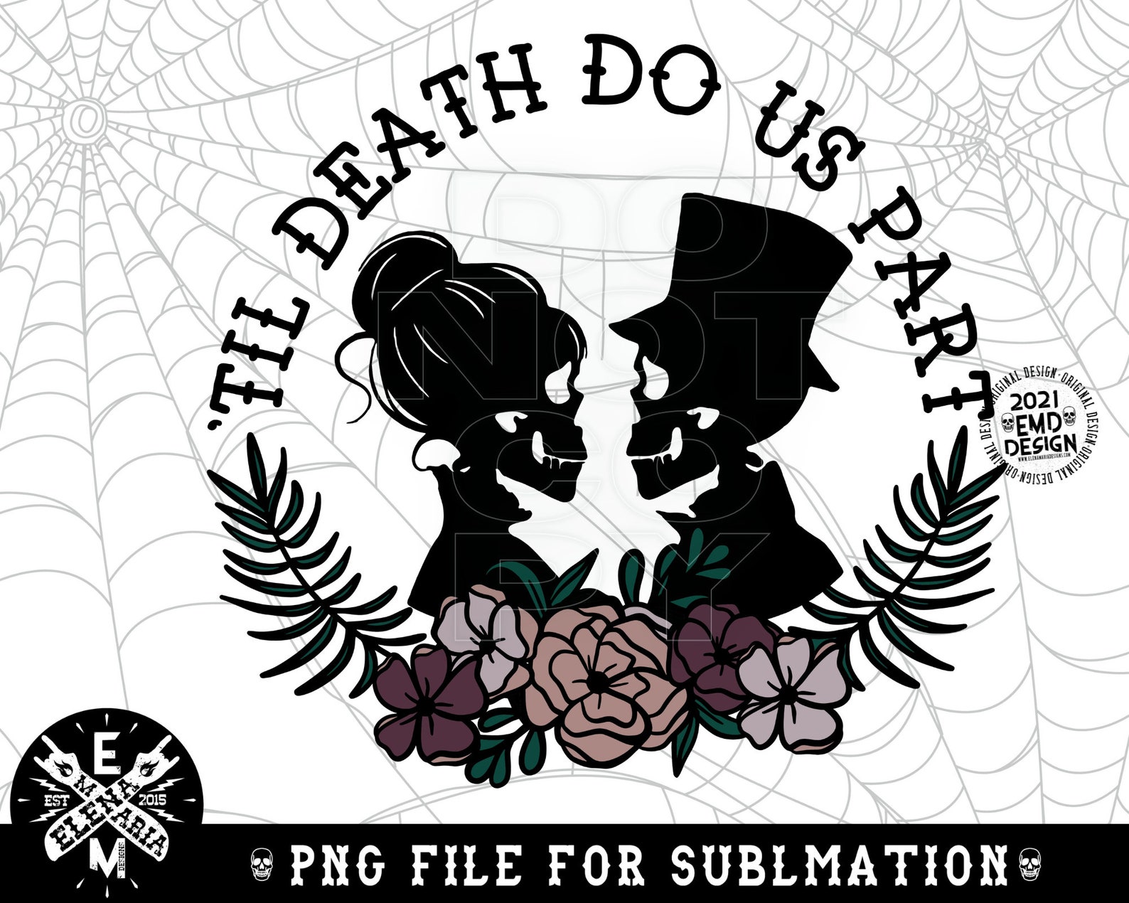 Till Death Do Us Part Skull Skeleton Wedding Sublimation PNG Etsy