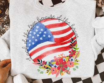 Floral USA Flag 4th Of July Sublimation Transfer (PNG)