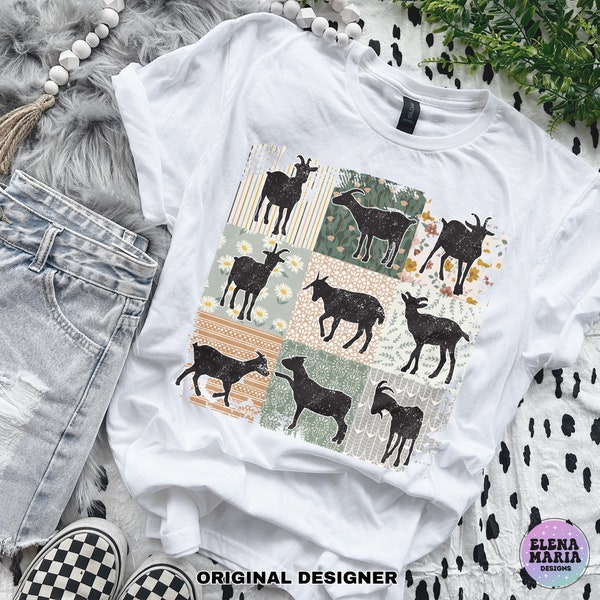 Retro Boho Goat Farm Sublimation Design PNG File Sublimation Transfer PNG Clipart