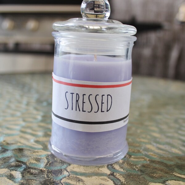 Lavender Stressed Scented Small Fiesta Jar Soy Candle