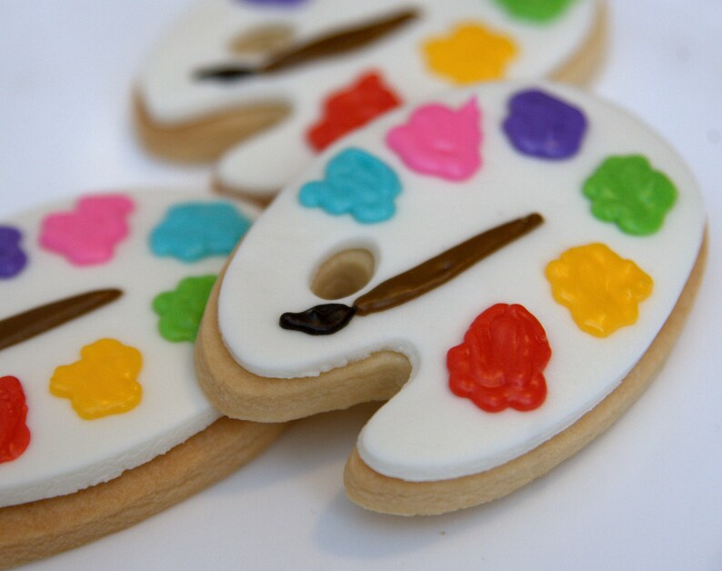 1 Dozen Decorative 4 Artist Palette Cookies Etsy UK