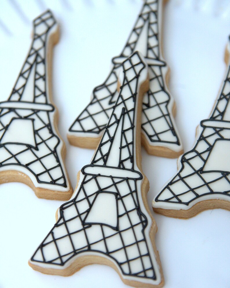 1 Dozen Decorative 4.5 Eiffel Tower Cookies Etsy