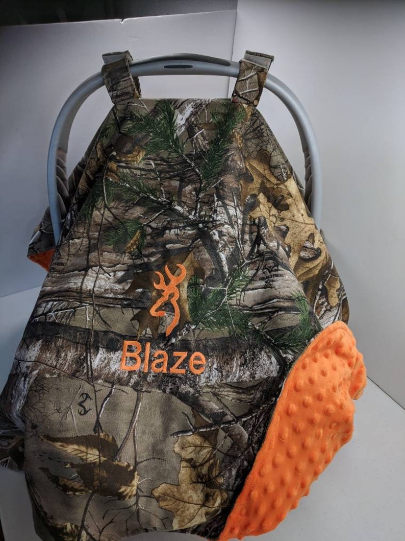Realtree Orange Camo Cat Canopy Minky Strap Covers And