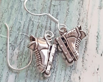 Sterling silver 3D inline skate rollerblade earrings 90's kid gift, gen X, millennial gift, .925 sterling silver