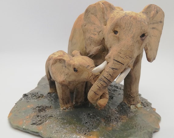 Mother and baby elephant - Guiding hand