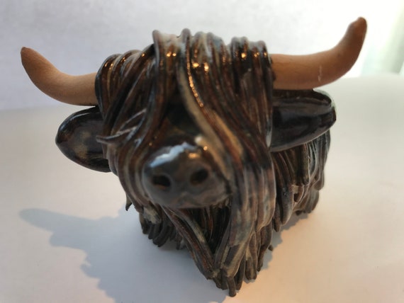Handmade Ceramic Highland Cow -Brindle 5