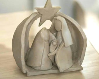 Printable pottery template and instructions to build a simple nativity