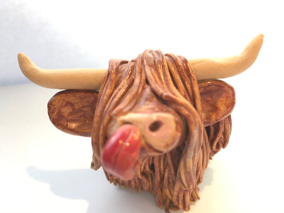 Handmade Ceramic Highland Cow -Rusty 6