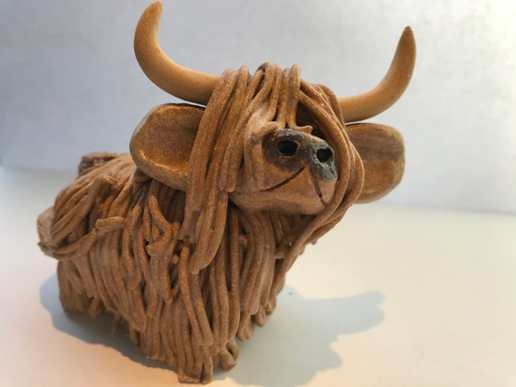 Handmade Ceramic Highland Cow - Oat 1