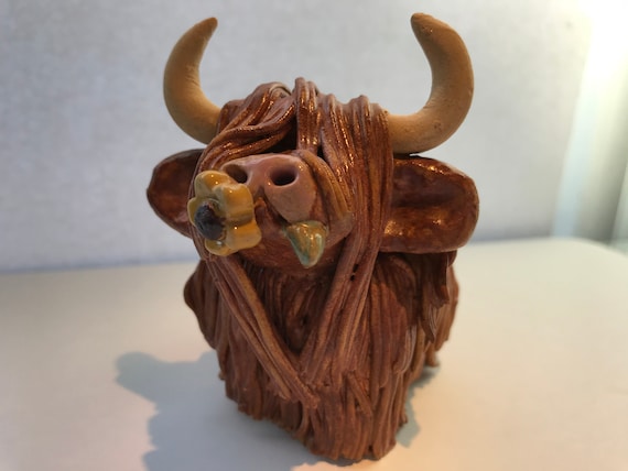 Handmade Ceramic Highland Cow -Rusty 5