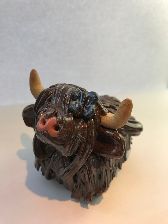 Handmade Ceramic Highland Cow - Red Brown 4