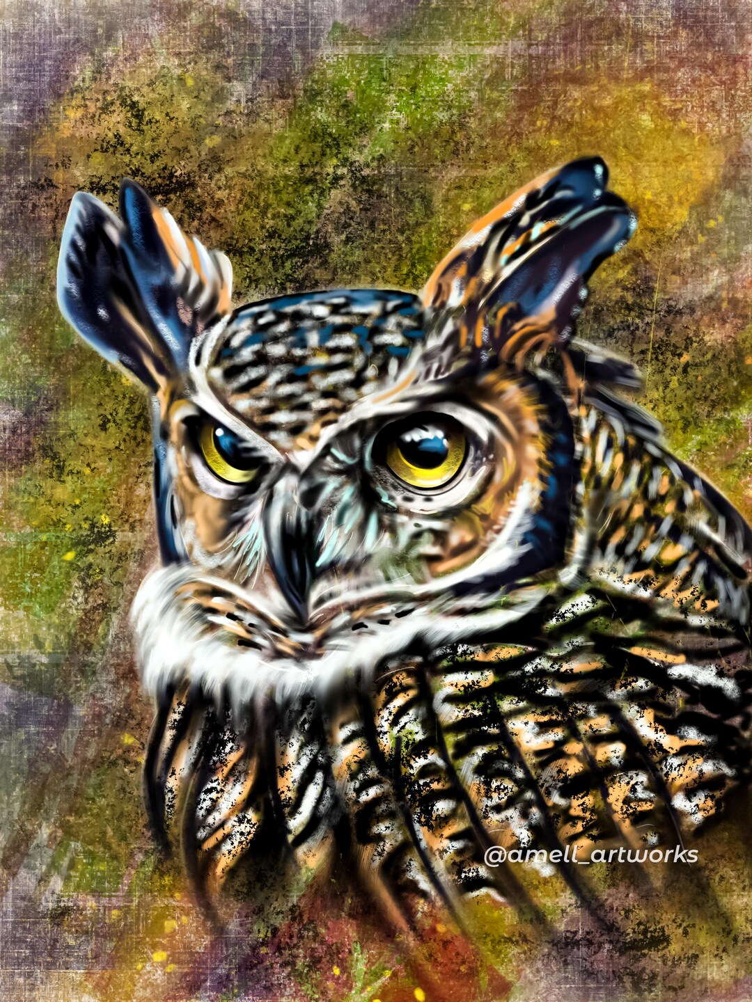 Great Horned Owl 4x6 or 8x10 Art Print - Etsy