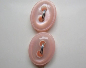 8 Vintage Le Chic Pink Plastic Buttons, 1/2" x 3/8" (13mm x 10mm) Oval Two-Hole Sew-through