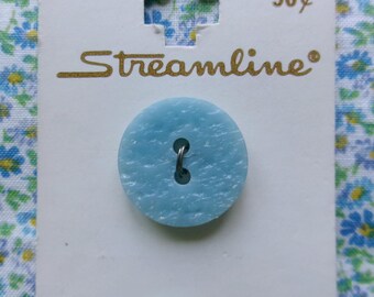 ビンテージ ストリームライン ライトブルー プラスチックボタン 2個、11/16インチ (18 mm) 2穴