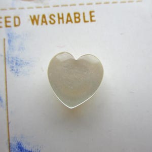 6 Vintage Le Chic Pearly White Plastic Shank Buttons, 7/16&quot; (11mm) Hearts