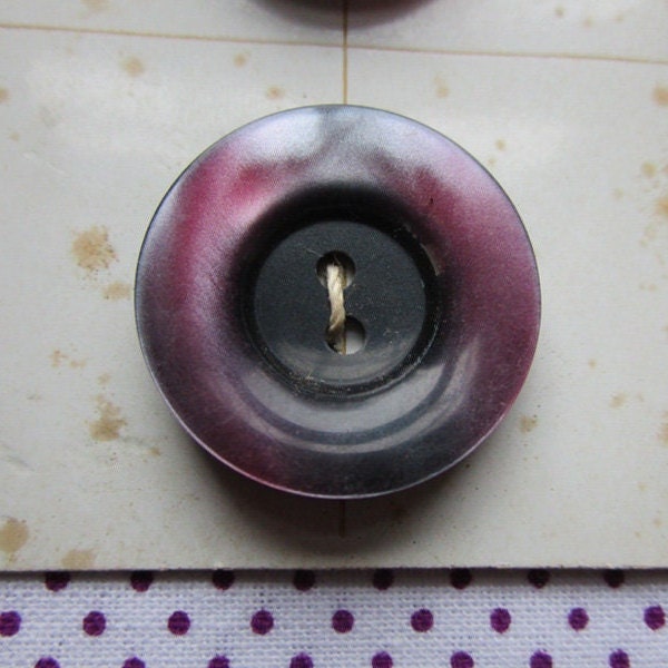 2 Vintage Le Chic Dark Purple Plastic Buttons, Two-Hole, 7/8" (23mm)