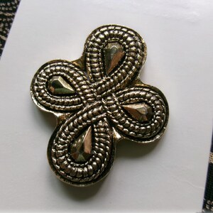 Vintage Streamline Gold Metal Shank Button, 1-1/4" (32mm) x 1-1/16" (27mm)