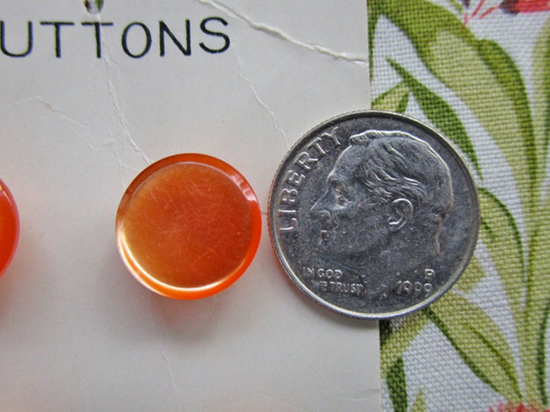 Sears brand 716 on Original Card 6 Vintage Orange Plastic Shank Buttons