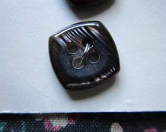 Lot De 6 Boutons Vintage Marron Incurvés - Motif Creusé, 2.2 Cm, France