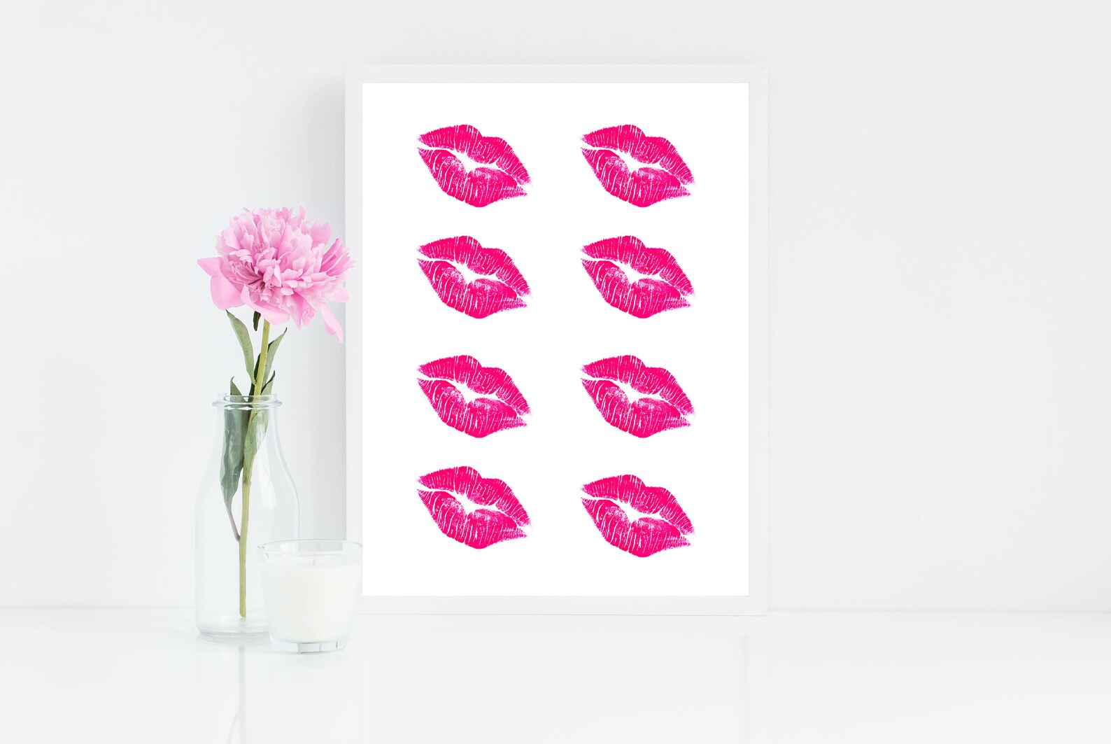 Pink Lip Print Wall Art Lips Pink Gift for Girls Digital Etsy