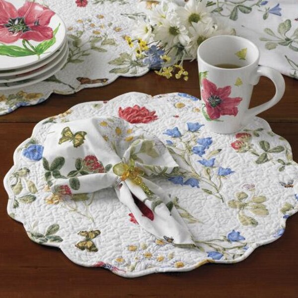 Wildflower Scalloped Placemat - Round - Set of 4
