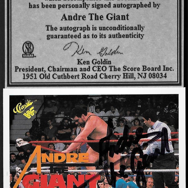 Andre the Giant autograph signed 1990 Classic card #76 w/ Score Board COA & Seal WWF