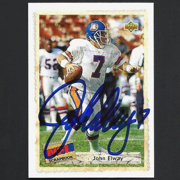 John Elway Autograph Signed 1992 Topps Card #514 Broncos Nice!