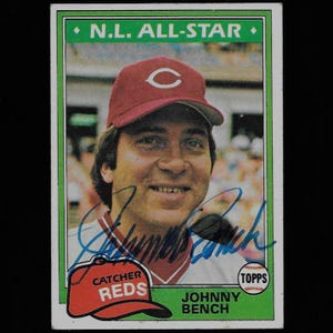 Johnny Bench autograph signed 1981 Topps card #600 Reds