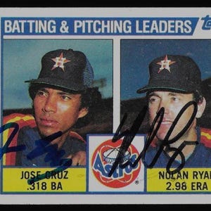 Jose Cruz & Nolan Ryan dual autograph signed 1984 Topps card #66 Astros