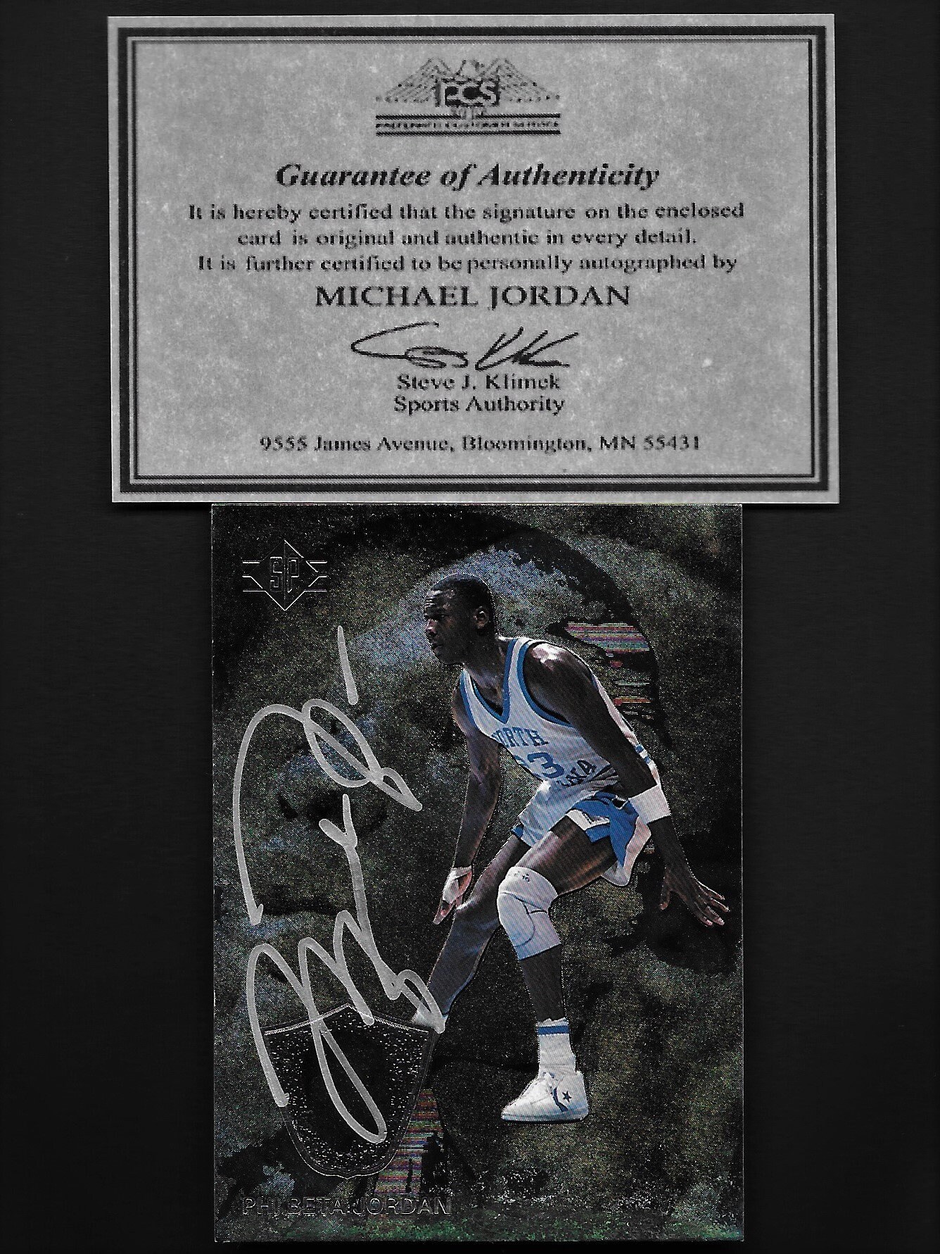 Michael Jordan Autographed Original Fleer Rookie Card Art - Upper