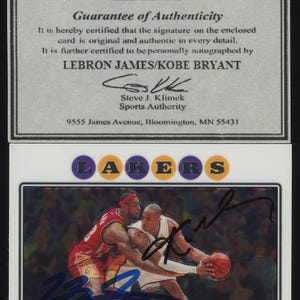 Kobe Bryant & Lebron James dual autograph signed 2008 Topps card #24 w/COA Lakers/Cavaliers