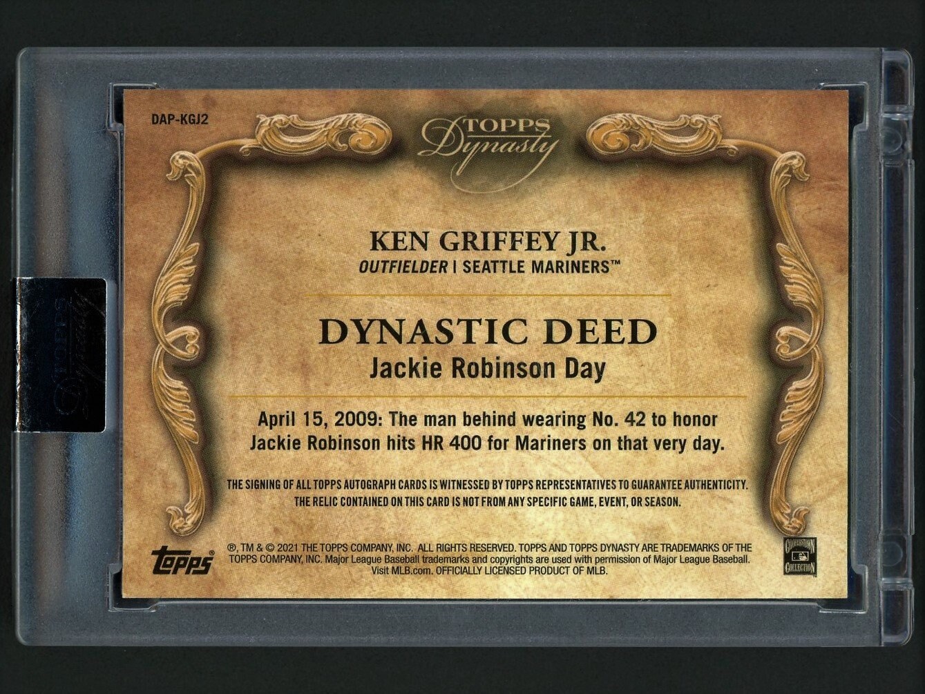 2021 Topps Dynasty Ken Griffey Jr. Autograph Jersey Patch Card