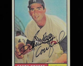 Sandy Koufax autograph signed 1961 Topps RP card #344 Dodgers Nice!