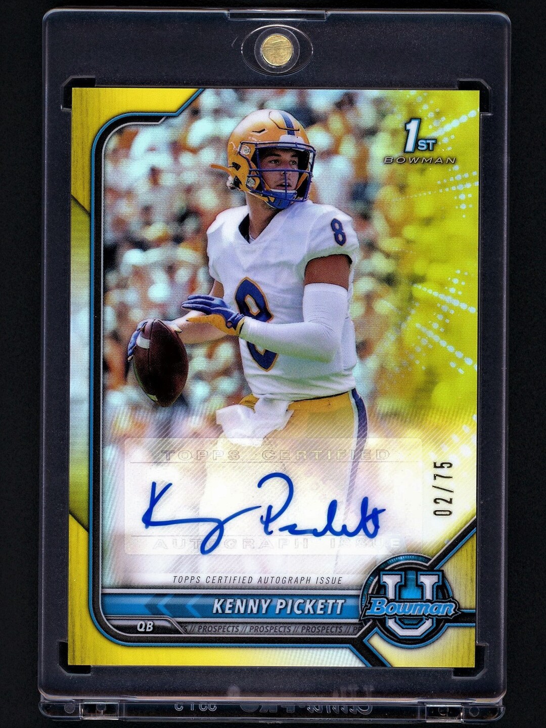 2022 Bowman University Chrome Kenny Pickett Rookie Auto Yellow