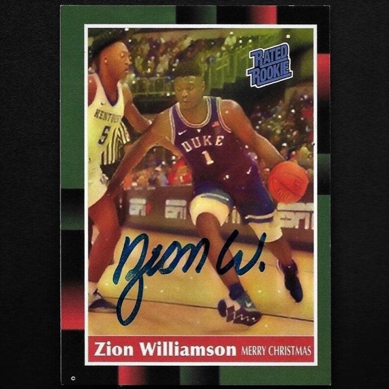 Tarjeta de novato firmada autógrafa por Zion Williamson n.° 1 Duke/Pelicans imagen 1