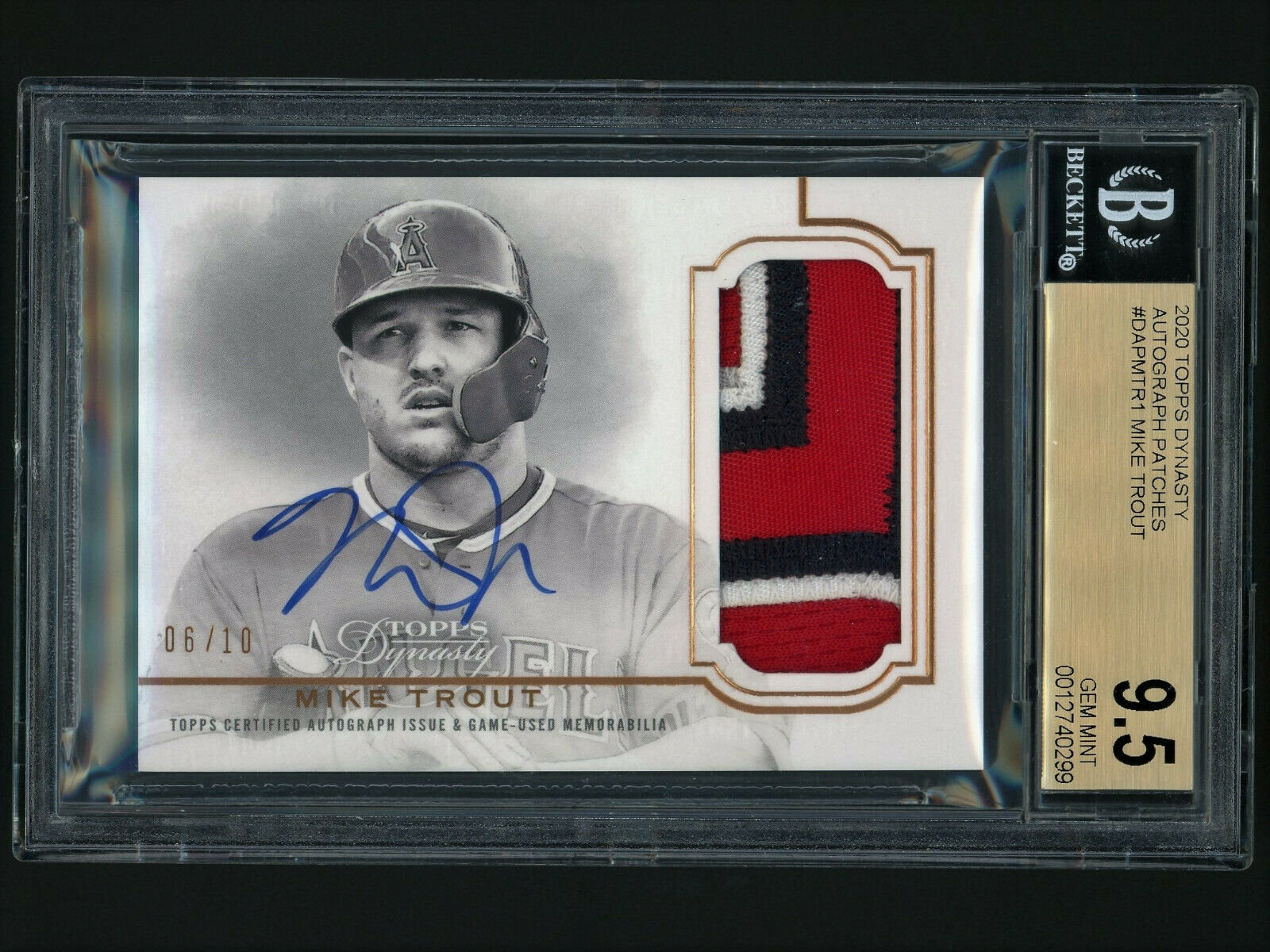 2020 Topps Dynasty Mike Trout Autograph Jersey Patch 6/10 BGS 