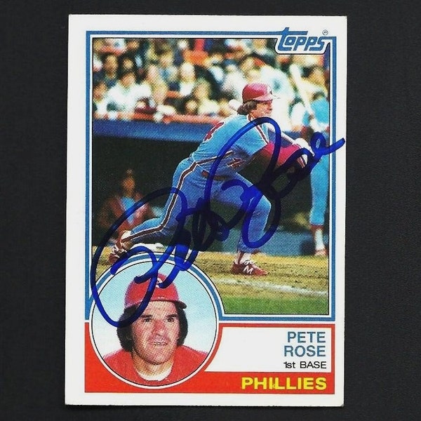 Pete Rose autograph signed 1983 Topps card #100 Phillies Nice!