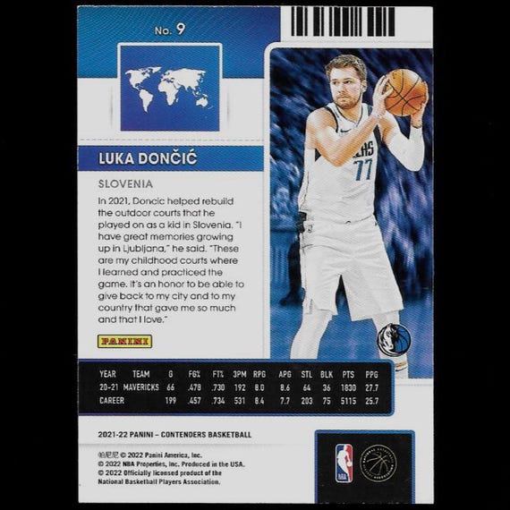 Luka Doncic Autograph Signed 2022 Panini Card #9 Mavericks - Etsy