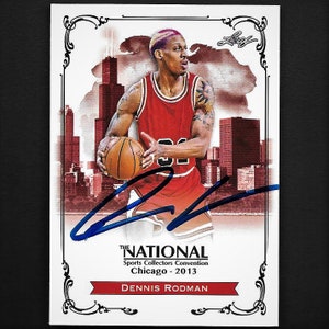 DENNIS RODMAN (Bulls red TOWER) Signed Autographed Framed Jersey