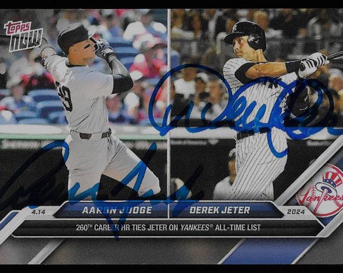 Aaron Judge & Derek Jeter Dual Autograph Signed 2024 Topps Card #76 ...
