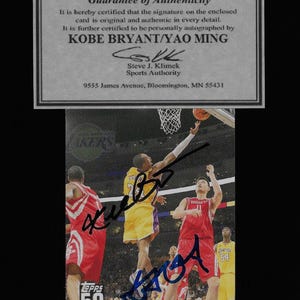 Kobe Bryant & Yao Ming dual autograph signed 2008 Topps card #6 w/COA Lakers/Rockets