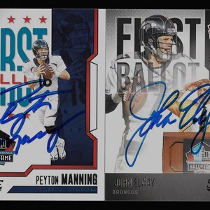 Peyton Manning & John Elway autograph signed Panini trading card set Broncos