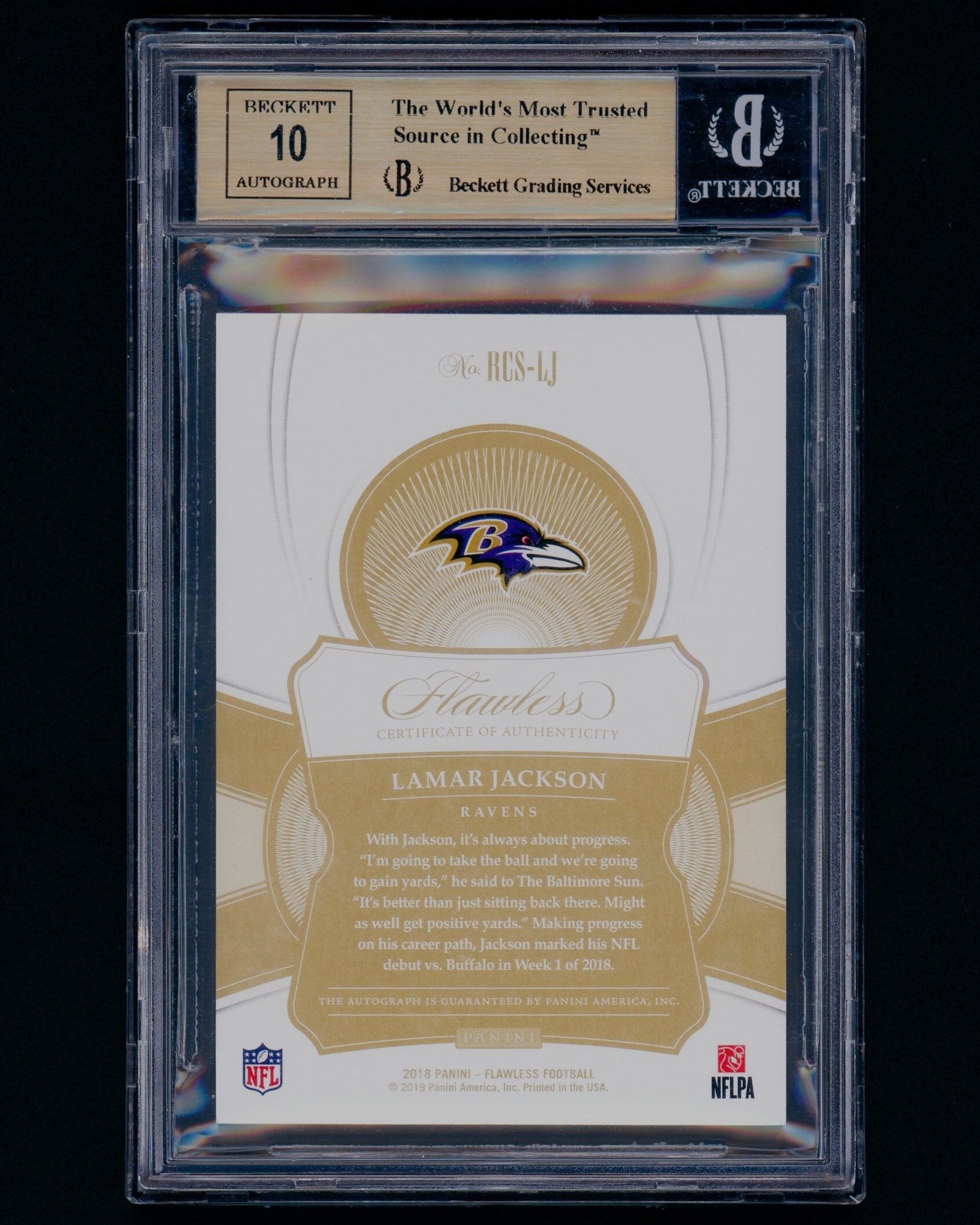 2018 Panini Flawless Silver Rookie Signatures Lamar Jackson