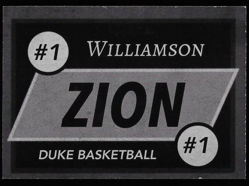 Tarjeta de novato firmada autógrafa por Zion Williamson n.° 1 Duke/Pelicans imagen 2